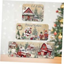 Christmas Rugs Indoor Set of 2 Winter Home Decor, Vintage Christmas Winter