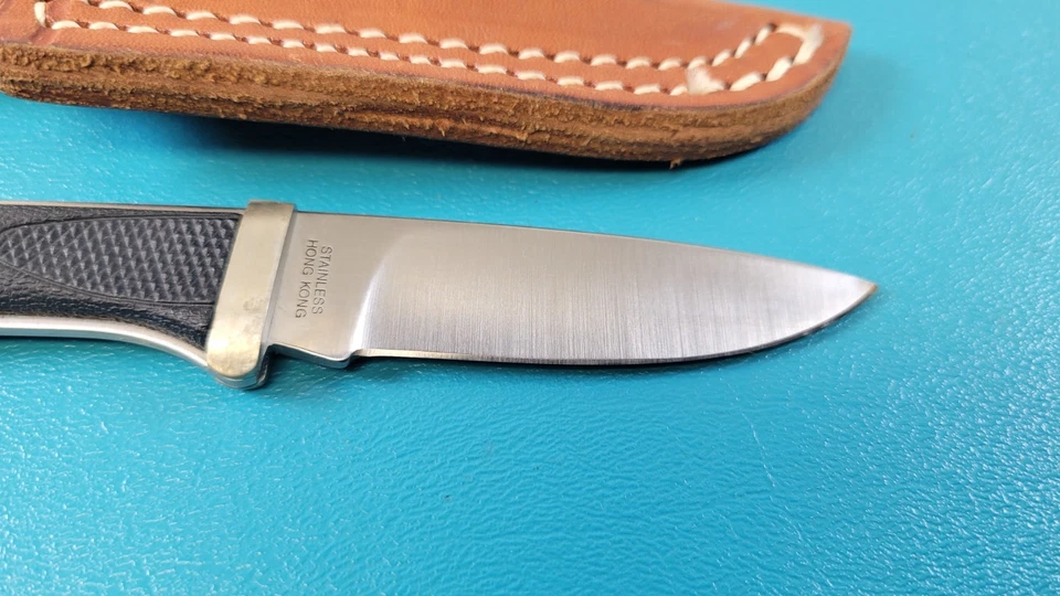 Cuchillo fijo vintage KA-BAR 1227 pájaro trucha desollador Hong Kong + cuchillo Kabar Foto 2 de 4