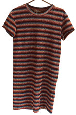 NEW Next Rainbow Striped Sparkle Festival Dress Uk 8 Stretch Fabric Short Sleeve