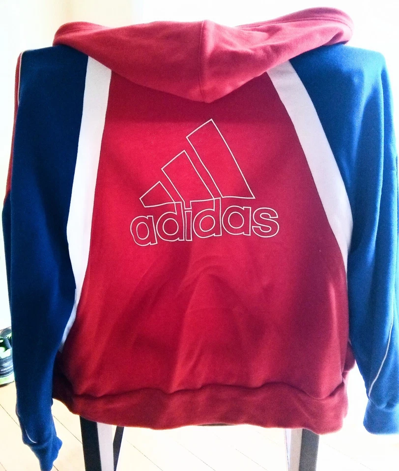 Sudadera con capucha Adidas cremallera completa para mujer grande roja blanca Foto 2 de 3
