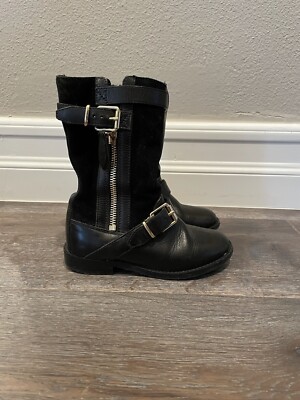 Toddler Girls Short Biker Riding Leather boots by Burberry size 26