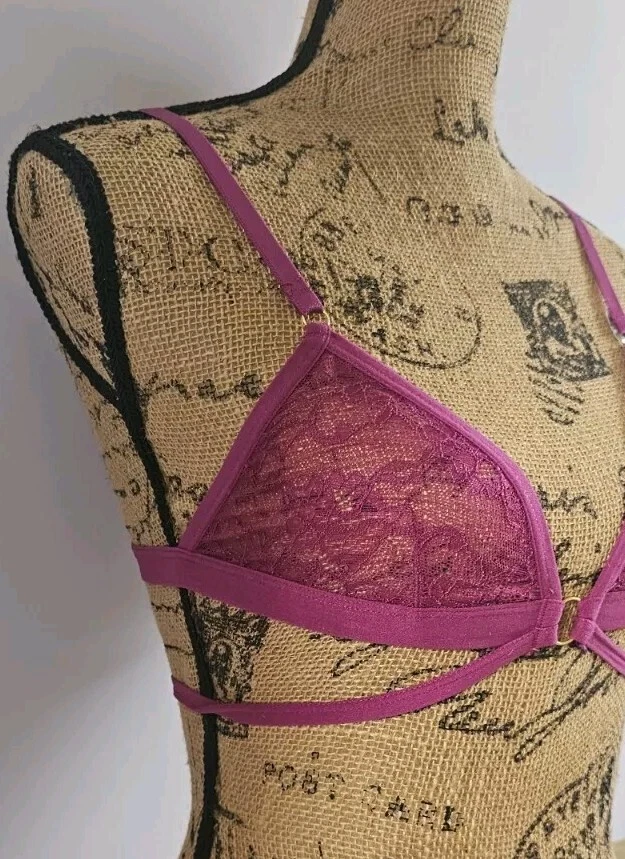 Honeydew Lucy Bralette Dark Pink Lace Bra Size Small - Image 3 of 4