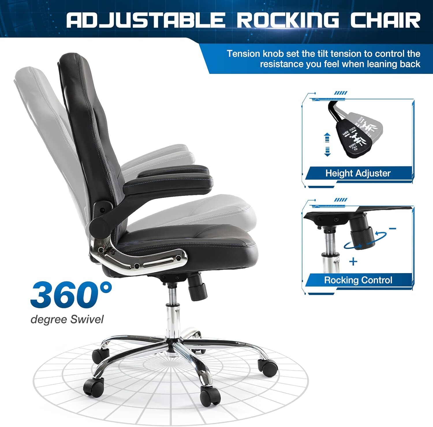 PU Leather Executive Swivel Computer Desk and ChairGaming Office Chair