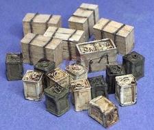 Resicast 1/35 Damaged 4 Gallon Flimsies (x24) and Wooden Boxes (x10) WWII 352347