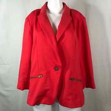 Christian Siriano Runway Style Jacket Blazer Womens Xl Coral Red Knit One Button