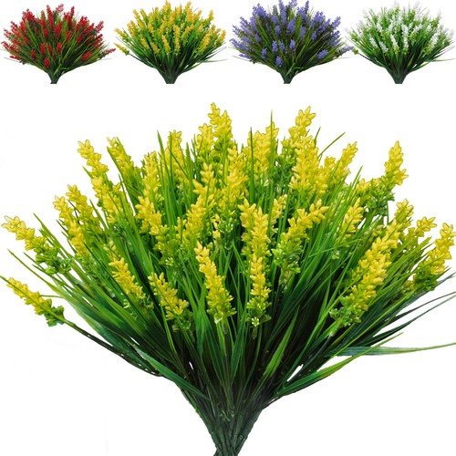 12 Bundles Artificial Plants Outdoor Fake Monkey Grass UV Resistant Faux Bush...