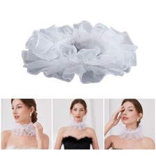 Lightweight Mesh Gauze White Ruffle False Collar for Authentic Medieval Outfit