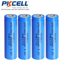 4Pcs 14500 AA 600mAh 3.2V Rechargeable LiFePO4 Batteries For LED Solar Lights