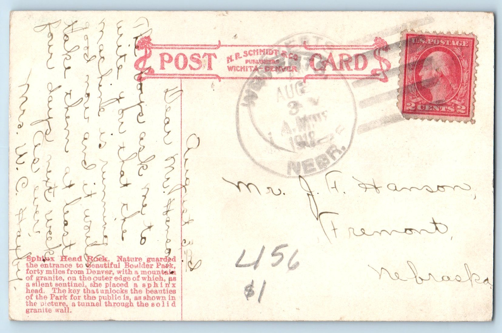 Denver Colorado Postcard Sphinx Head Rock And Tunnel No. 31 Scene 1918 ...