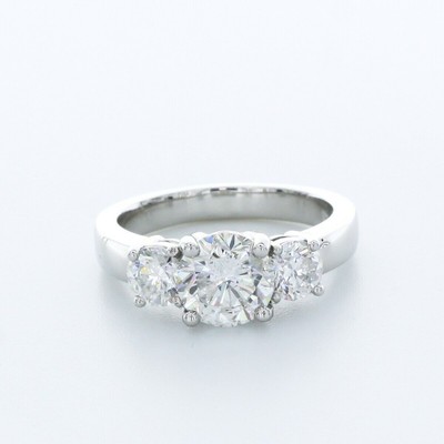 3.0 CT NATURAL DIAMOND E/VS2 ROUND CUT PLATINUM 4-PRONG CLASSIC ANNIVERSARY RING