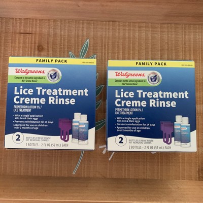 2 Boxes New Walgreens Lice Treatment Creme Rinse Family 2 Pack- 4oz  10/24 3/25