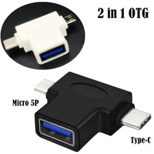 2in1 USB 3.0 Female to Micro USB Type C Male OTG Adapter Plug Converter Jack