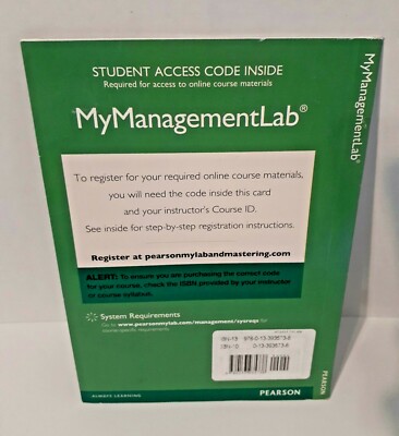 NEW! MY MANAGEMENT LAB MYMANAGEMENTLAB STUDENT ACCESS CODE W/PERSON ETEXT