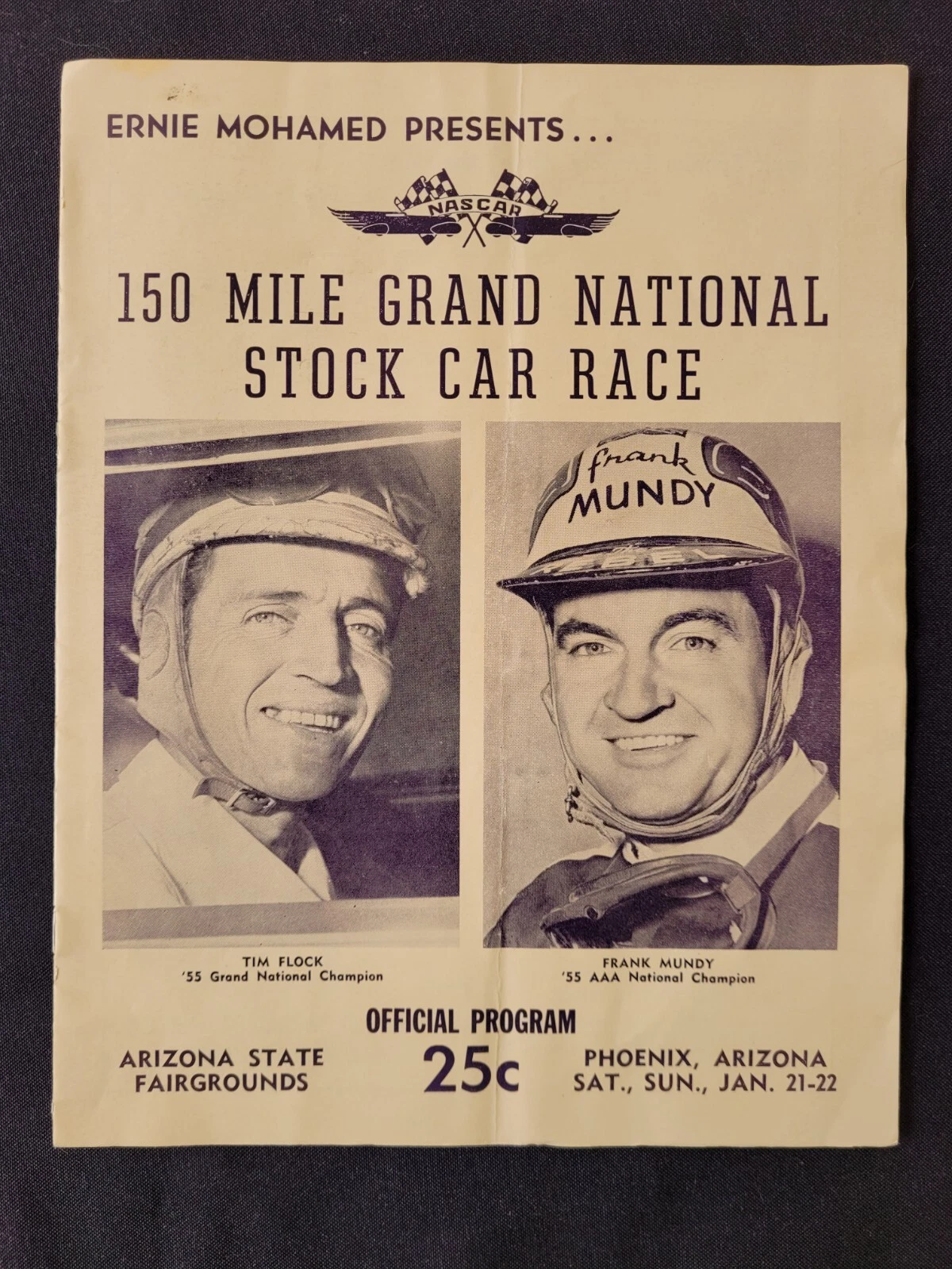 1956 NASCAR Grand National Arizona State Fairgrounds Program, Buck Baker Win #13 - 画像1/7