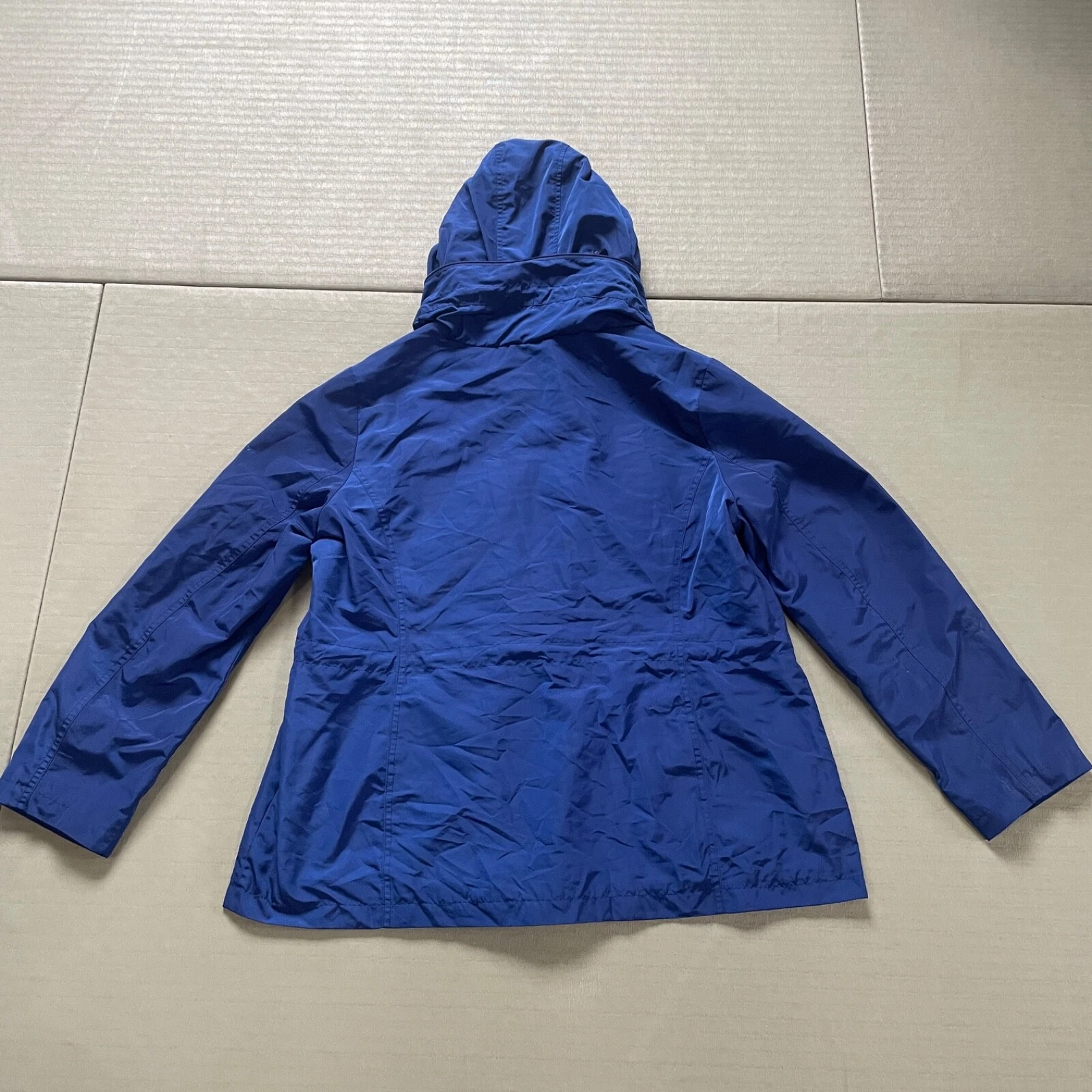 Giacca donna Michael Kors Anorak tutte le stagioni con cappuccio e zip blu taglia XL