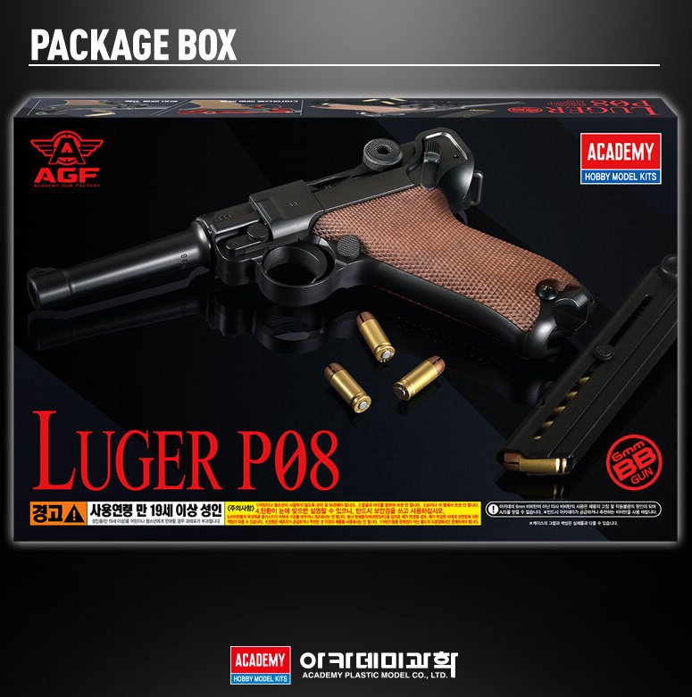 Academy Science Luger P08 Toy Real Gun Bullet Injection 6mm BB