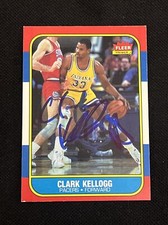 CLARK KELLOGG 1986-87 FLEER ROOKIE SIGNED AUTOGRAPHED CARD #58 INDIANA PACERS