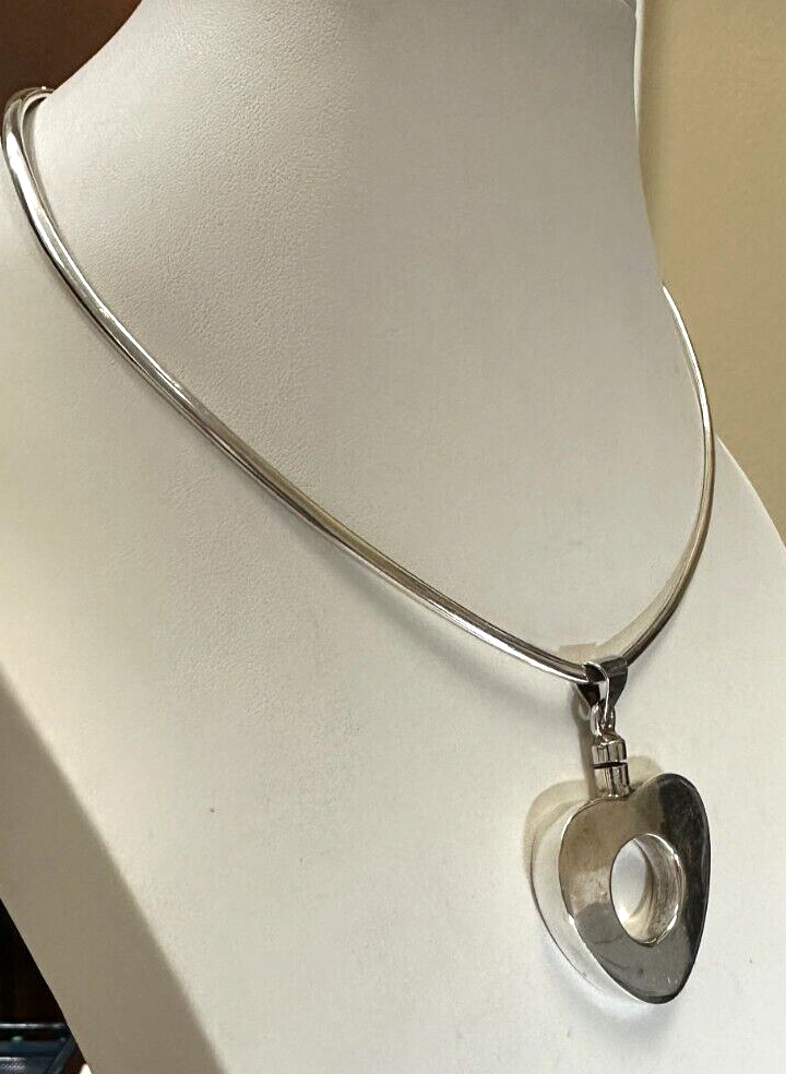 STERLING SILVER OPEN HEART CHUNKY OPEN HEART PERFUME BOTTLE