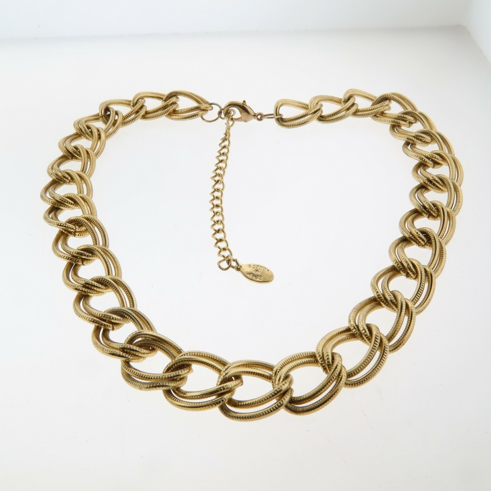 Robert Rose Gold Tone Double Loop Necklace 0.6x1619 Inch eBay