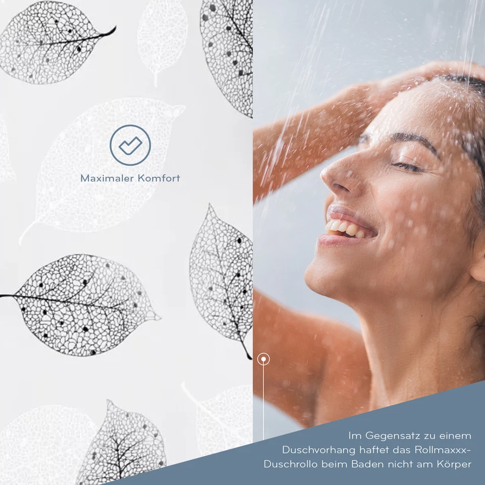 Duschrollo Dusche Rollo Duschvorhang Badewannenvorhang Viele Muster ROLLMAXXX® - Bild 3 von 4