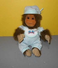 Hosung 12" Joey The Chimpanzee Stuffed Plush with Pacifier n Blue PJ's Butterfly