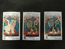 NORTH VIETNAM 1971 COLOURED WOOD PRINT SCULPTURES 12XU 40XU 50XU - VFU
