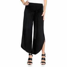 NEW Kate Mallory Stretch Knit Elastic Waist Wide Tulip Leg Tie-Front Pants