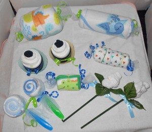 Boys Baby Shower Sampler Set Washcloth Lollipops Cupcakes Candy Boys Baby Shower Sampler Set Washcloth Lollipops Cupcakes Candy