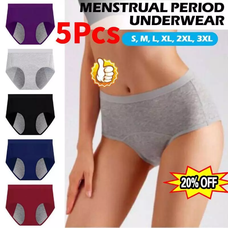 5 Pack Ladies Girls Period Pants Knickers Leak Proof Menstrual Underwear  Briefs