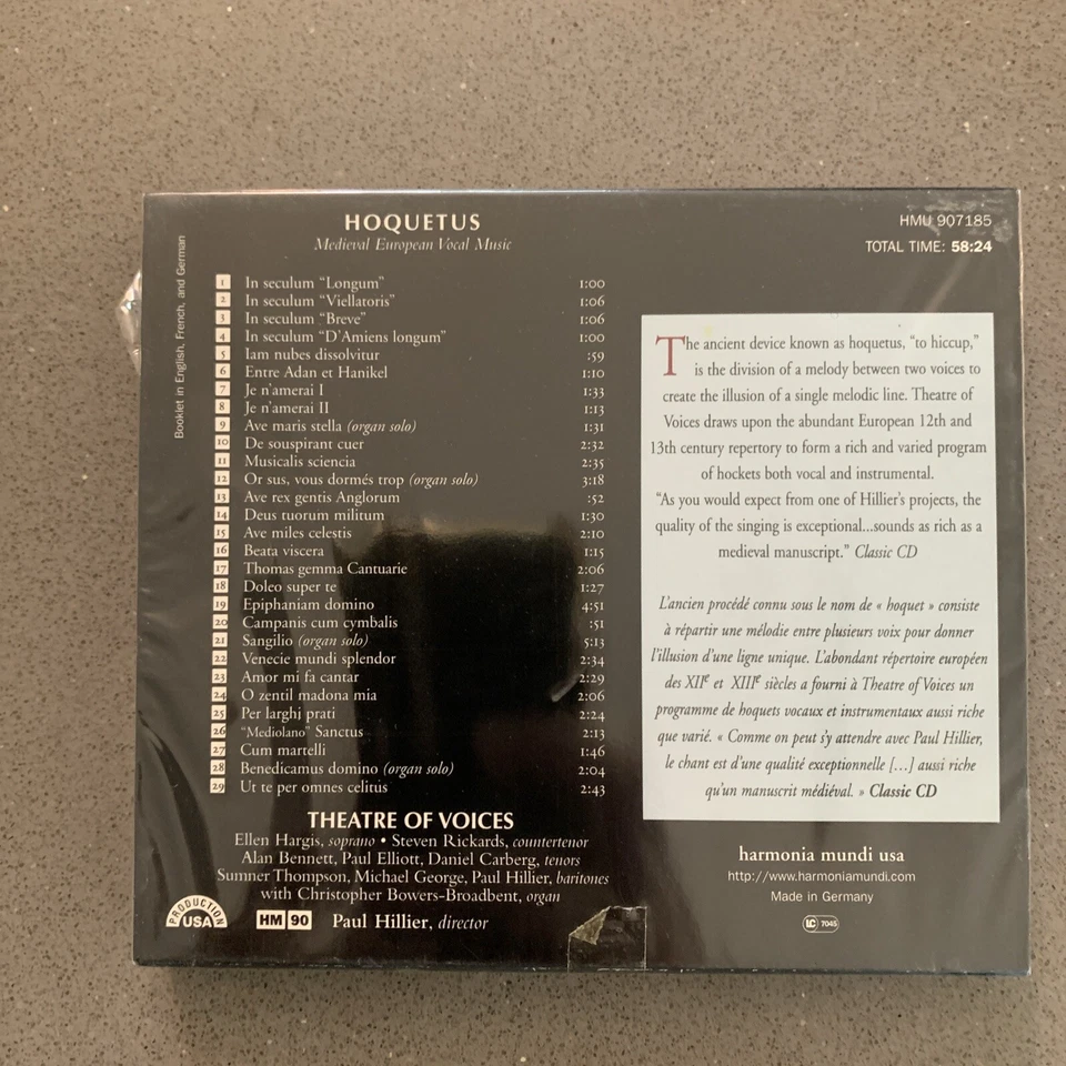 HOQUETUS Theatre of Voices ~Medieval European Vocal Music CD Hillier SEALED - Image 2 of 2