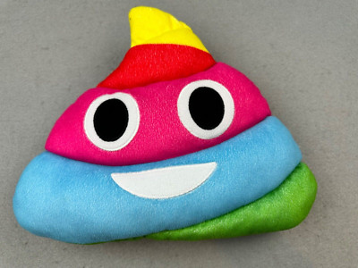Rainbow Poop Emoji Pillow Throw Small Decor 13'' Wide
