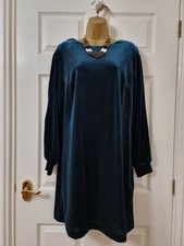 Next Green Velvet Dress Sz 14 Sparkle Christmas Evening Party Open Back Dress