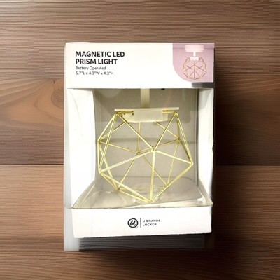 Locker Light Gold Prism Hangs With Magnets Battery Operated Made By U Brand