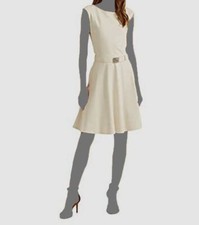 $145 Lauren Ralph Lauren Women's Ivory Jersey Ponte Sheath Dress Size 12