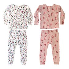 2x BABY GAP Organic Cotton Holiday Christmas Pajama Sets Candy Canes Lights SZ 2