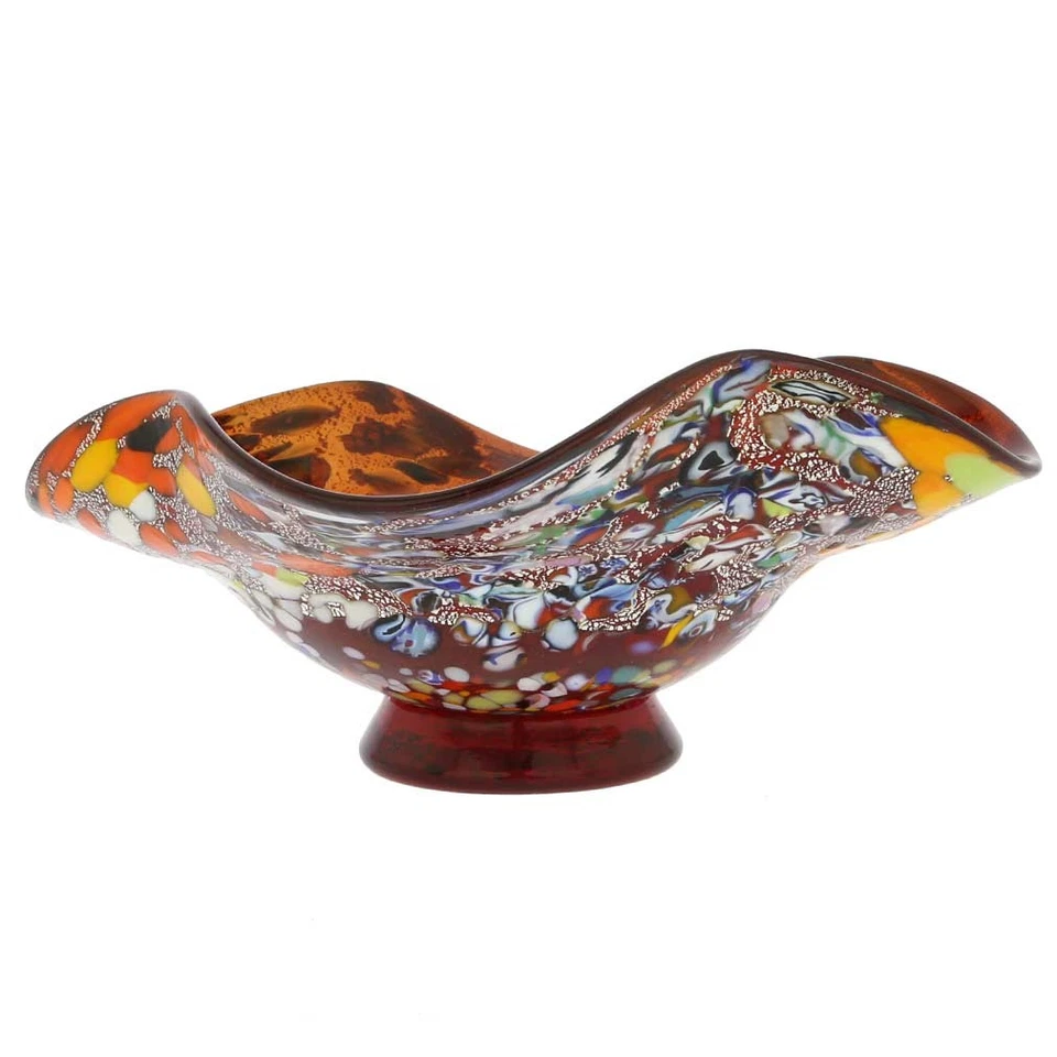 Cuenco GlassOfVenice de cristal de Murano Millefiori Fazzoletto - rojo plateado Foto 2 de 4