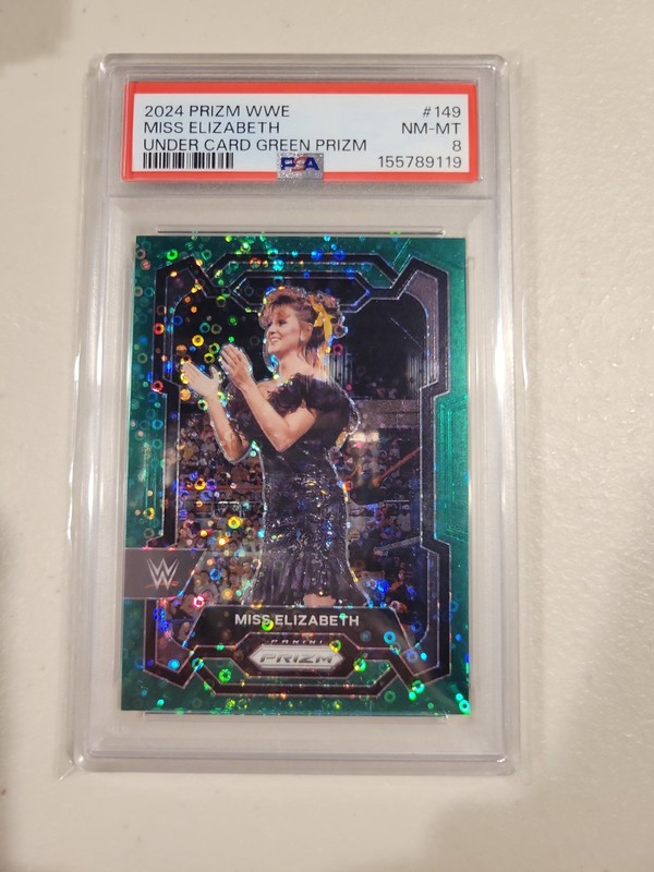 2024 Panini Prizm WWE Under Card Green Disco #149 Miss Elizabeth 35/49 PSA 8