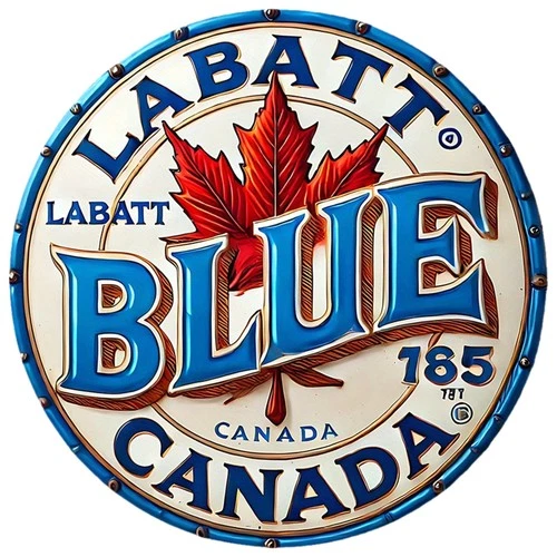 [2D Flat]Vintage Canadian Blue Beer Tin Metal Signs Home Décor8x8 Round Wall Art