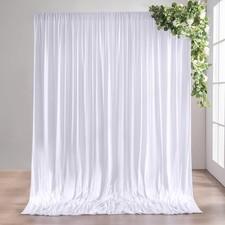 2 Panels 5x10 Ft Wrinkle Free White Backdrop Curtains Polyester 10x9 Ft