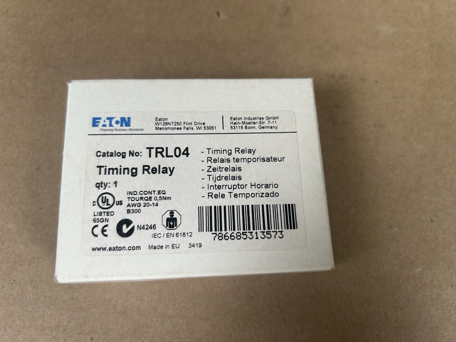 Eaton TRL04 Timing Relay (Programmable) DIN Rail/Panel Mount|Fixed Contacts B55