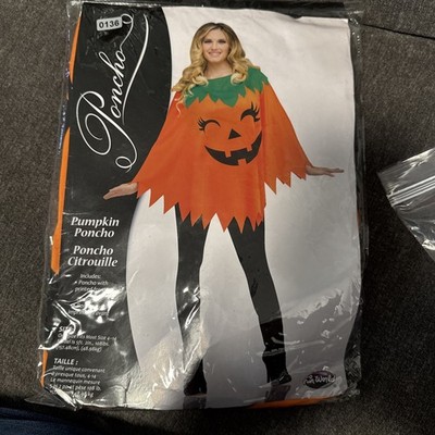 Fun World Pumpkin Poncho Jack O Lantern Adult Womens Costume NEW One Size