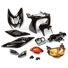 KIT CARENE NERO LUCIDO STR8 7 PEZZI + LUCI per Yamaha 50 AEROX NAKED 2003-2018
