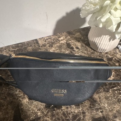 Guess Belt Bag Womens M Black Logo Monogram Fanny Pack Waist