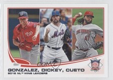 2013 Topps League Leaders Gio Gonzalez RA Dickey Johnny Cueto #287 e8b