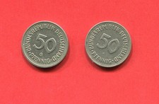 2 Pieces, 50 Pfennig of the FRG, 1950 F and 1982 G, Nickel, VF-EF
