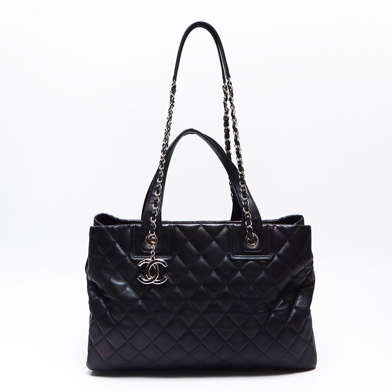 CHANEL Silver Metal 2-Way Tote Bag Black Daily Shopping WS14360 2014-2015