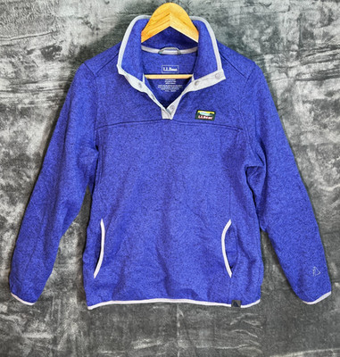 LL Bean Herren Snap Fleece Pullover Blau Medium M Reg Mountain Logo Outdoor