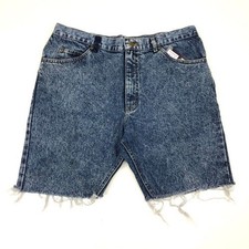 Vintage Lee Jeans Acid Wash Cut Off Shorts Jorts Size 36 Blue Navy 90s B5