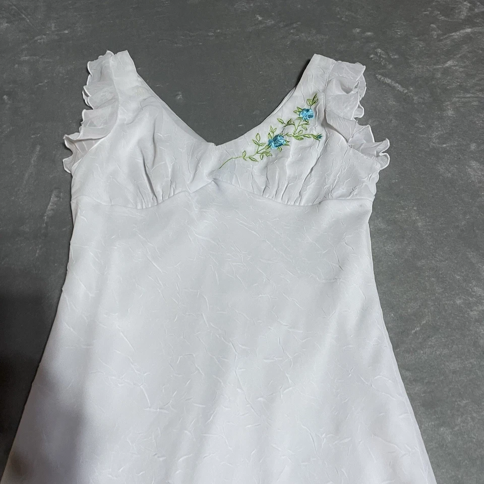 Vestido vintage Y2k La Belle para mujer 7 volantes blanco arrugado floral pradera cabaña Foto 2 de 4