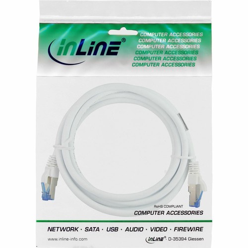 10x InLine Patchkabel, S/FTP (PiMf), Cat.6A, 500MHz, Kupfer, weiß, 0,25m - Bild 2 von 3